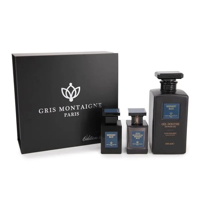 Coffret EDP 75ml + GD 650ml + Huile 75ml MIDNIGHT BLUE GRIS MONTAIGNE