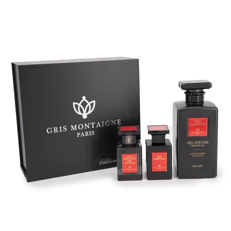 Coffret EDP 75ml + GD 650ml + Huile 75ml ROSE INDOMPTABLE GRIS MONTAIGNE
